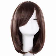 Fei-Show Short Wavy Wig Synthetic Heat Resistant Fiber Women Female Peruca Perruque Peruk Middle Part Line With Bangs Hairpiece 2024 - buy cheap