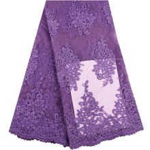 2019 en venta púrpura francés tela de encaje de alta calidad africana única tela de encaje de malla de Tul guipur encaje red nigeriano tejido S1529 2024 - compra barato