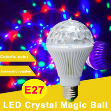 E27 светодиодная лампа, сценический световой эффект, лампа RGB 3 Вт, цветной кристалл, магический шар, звук, активированный КТВ, диско-шар, светодиодные лампы для вечеринок 2024 - купить недорого