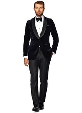 Мужские костюмы bespoke, бархатная куртка, шаль с отворотами, черные брюки, жениха, жениха, свадебные смокинги, приталенный костюм для выпускного, Homme, куртка + штаны 2024 - купить недорого