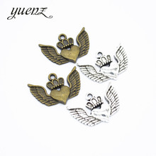 YuenZ 10pcs Wings charms hearts metal pendants for jewelryl making 24*17mm D433 2024 - buy cheap