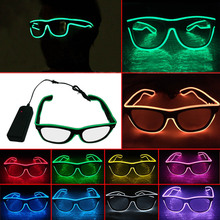 EL-gafas LED de alambre con obturador, lentes con luz de obturador especial, monocromo, EL cable, gafas que brillan, con controlador para fiesta Rave, navidad 2024 - compra barato