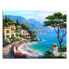 Mediterranean villa 60x45cm Full drill diamond embroidery 3d diamond cross stitch fashion diamond mosaic pictures of rhinestones 2024 - buy cheap