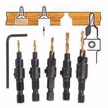 5pcs 5~12mm HSS Woodworking Countersink Chamfer Drill Bit Screw Set & Wrench 2024 - buy cheap