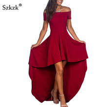 Szkzk красное черное длинное платье женское летнее соблазнительное с открытой спиной с открытыми плечами платье с вырезом лодочкой высокие Wasit Вечерние платья женские 2024 - купить недорого