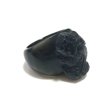 Black Natural Obsidian Stone Ring Carved PiXiu Lucky Men Finger Ring Energy Stone Crystal Gift Thumb Ring Jewelry Wholesale 2024 - buy cheap