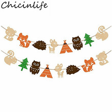 Chicinlife 1set Woodland Creatures Banner Happy Birthday Party Baby Shower Kids Favors Forest Animals Bunting Garland Supplies 2024 - buy cheap