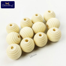 100PC 18mm Wooden Threaded Beads Food Grade Silicone Beads Baby Teether Biter Beads For DIY Pacifier Chain Clip Children Proudct 2024 - buy cheap
