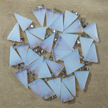 Wholesale 50pcs/lot 2016 fashion good high quality opal stone triangle shape charms pendants fit necklace making  free 2024 - buy cheap