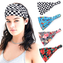 Verão feminino yoga faixa de cabelo esportes bandana feminino prnted floral plaided turbante cabeça faixa de cabelo largo elástico headwrap 2024 - compre barato