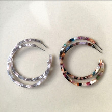 UJBOX Japanese and Korean Acetate Earrings Women Thin Large Acetic Acid Hoop Earrings Factory Wholesale 2024 - buy cheap