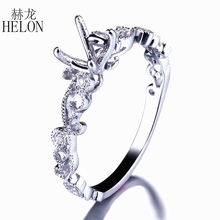 HELON 5-6mm Round Cut Semi Mount Ring Setting Solid 14K (AU585) White Gold Natural Diamonds Engagement Wedding Ring Fine Jewelry 2024 - buy cheap
