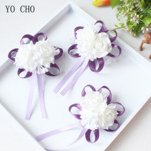 YO CHO Foam Rose Artificial Bride Flowers for Wedding Party Decoration Bridal Prom Wrist Corsage Bridesmaid Sisters Hand Flowers 2024 - buy cheap