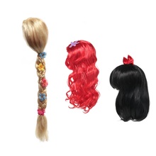 MUABABY Girls Wig Children Princess  Party Accessories Elsa Anna Belle Braid Mermaid Moana Magic Long Hair 2024 - buy cheap