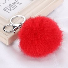 Cute Fluffy Real Rabbit Fur Ball Pompom Key Chain For Women Bunny Fur Pom Pom Keychain Female Bag Car Charm Trinket Wedding Gift 2024 - buy cheap