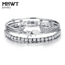 MNWT 4 Pcs/set Punk Retro Charm Simple Moon Star Heart Crystal Bracelet Party Jewelry Boho Jewelry For Women 2024 - buy cheap