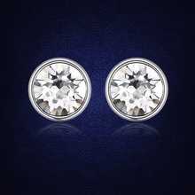 Серьги женские круглые серебристые с кристаллами Сваровски, 7 мм 2024 - купить недорого