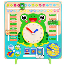 Brinquedos de madeira montessori bebê temporada calendário relógio tempo cognição pré-escolar educação auxiliares de ensino para crianças 2024 - compre barato
