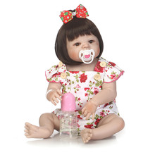 57cm Full Body Silicone Reborn Girl Baby Doll Toy Lifelike adorable infant bathe toys kids birthday Xmas gifts 2024 - buy cheap