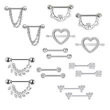 8 Pairs Heart Leaves Rhinestone Women Barbell Nipple Ring Body Piercing Jewelry new 2024 - buy cheap