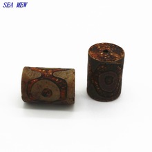 SEA MEW 15x23mm Tibetan Eyes Dzi Beads,Cylinder Spacer Beads 2.5mm Hole Bead Antiqued Stone Loose Beads 10 pcs 727bz 2024 - buy cheap