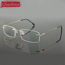 Chashma ttianium frame mulher e homem prescrição óculos luz sem aro óculos ópticos lentes claras 2024 - compre barato