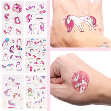 Pegatina de tatuaje temporal para niños, calcomanía de dibujos animados de unicornio, caballo, bricolaje, decoración, arte, impermeable, 1 ud. 2024 - compra barato