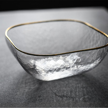 Japanese transparent gold border small bowl hammer eye bowl  salad dessert bowl four angle square bowl handmade  glass bowl 2024 - buy cheap