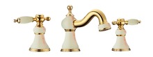Gold clour 8 inch widespread 3 pieces bathroom Lavatory Sink faucet Mixer tap Free ship stone faucet 2024 - buy cheap