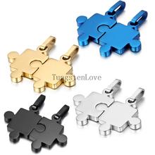 BONISKISS Mens Womens Classical Couples Stainless Steel Puzzle Pendant Lover Necklaces For Valentine Gifts 4 Colors Selection 2024 - buy cheap