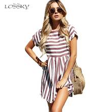 Lossky Women Summer Beach Dress A-Line Striped Short Sleeve O-Neck Print Dresses Casual Mini Style Dress 2020 Sexy Sundress 2024 - buy cheap