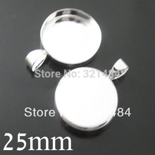 bulk 200pc silver plated bezel pendant blank pendant tray 25mm cameo base cabochon setting jewelry making supplies 2024 - buy cheap