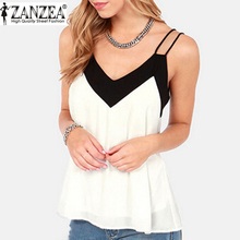 2021 Summer Style Tank Top Vest Women V-Neck Sleeveless Halter Blouse Shirt Sexy Casual Loose Tops Chiffon Blusas Plus Size 2024 - buy cheap