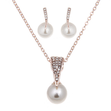 Conjunto de pendientes y collar con perlas de imitación para novia, juego de joyería con gotitas finas, accesorios de boda, 2021 2024 - compra barato