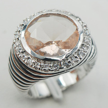 Morganite White Crystal Zircon Women 925 Sterling Silver Ring F859 Size 6 7 8 9 10 2024 - buy cheap