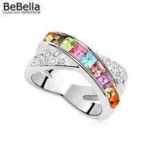 BeBella-Anillo de dedo cuadrado con cristales de Swarovski, joyería de moda de marca original, regalo para mujeres y niñas 2024 - compra barato