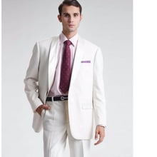 Ivory Men Wedding Suit two-Piece Formal occasion Groomsmen Tuxedos Business Prom mens Suits 2020 Jacket+Pants 2024 - buy cheap