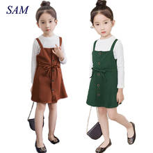 2019 autumn children's clothing sets girls cotton cloth strap set children's Korean Shirt + strap skirt 2 pcs suits clothes 2024 - buy cheap