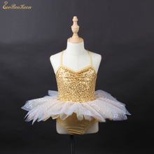 Girls Ballet Tutu Dress Gold Sequins Sling Skirt Party Dress Kid Stage Performance Show Costume Tutu Ballet Leotard Dance Dress 2024 - buy cheap