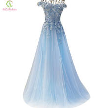 Robe De Soiree SSYFashion High-grade Evening Dress Bride Banquet Romantic Light Blue Lace Flower Beading Floor-length Prom Dress 2024 - buy cheap