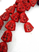 Total 18 beads 18x20mm Bright hot red carve Buddha head flat howlite stone Loose Beads 2024 - buy cheap