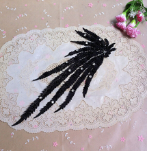 1 PC Free Shipping Rhinestone Applique With Beads Lace Patch DIY Wedding Embroidery Sew On High Quality Peacock Shap Lace 2024 - buy cheap