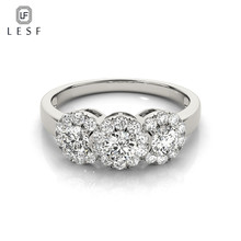 LESF 925 Sterlign Silver Three Stone Jewelry Silver Ring Finger Sona Simulated Diamond For Women Wedding Engagement Jewelry 2024 - buy cheap