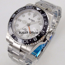 BLIGER 40 мм белый большой циферблат Мужские часы времени черный керамический ободок функция GMT сапфировое стекло бизнес автоматическое движение 2024 - купить недорого