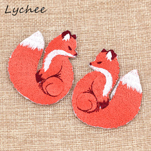 Lychia animal simétrico raposa vermelha bordado a ferro em remendo para saco de roupas diy costura em decoração aplique de pano 2024 - compre barato