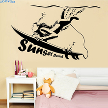 ZOOYOO Surfing Girl Wall Sticker Home Decor Waterproof Removable Living Room Wall Decals Bedroom Decoration 2024 - buy cheap
