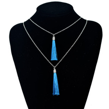 Red White Blue Boho Multi Layer Tassel Necklace Women Ethnic Long Pendants Necklaces Vintage Jewelry 2024 - buy cheap