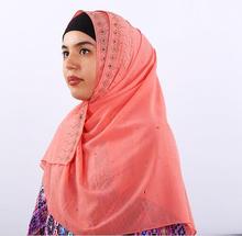 H1172 latest big size chiffon muslim long scarf with rhinestones on whole scarf,fashion women's headwrap,fast delivery 2024 - buy cheap