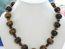 xiuli 002035  HUGE 20" 18MM YELLOW ROUND TIGER'S-EYE bead NECKLACE 2024 - buy cheap