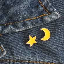 2PC Cartoon Fashion Jewelry Yellow Stars Moon Badge Brooch Enamel Pins Lapel Clothes Denim Accessories Women Gifts Wholesale 2024 - buy cheap
